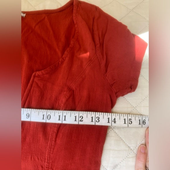 intimately free people red corset style short sleeve thing body suit sz. s - Picture 8 of 10